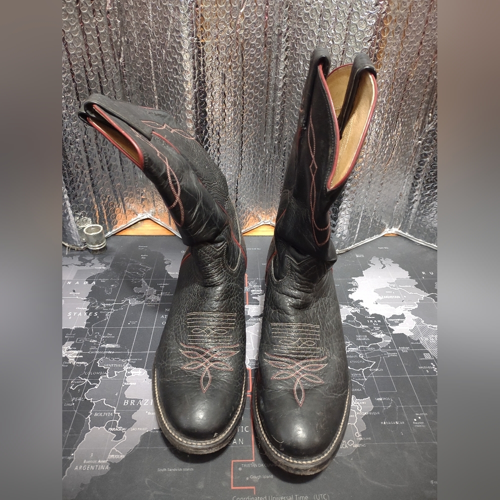 Tony Lama style 2022 black & red western boots size 7 EE - Picture 3 of 8